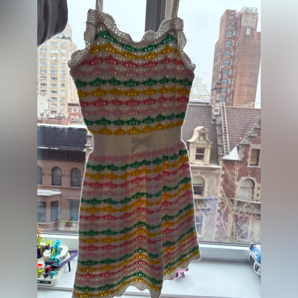 Janie and Jack striped crochet style dress size 4